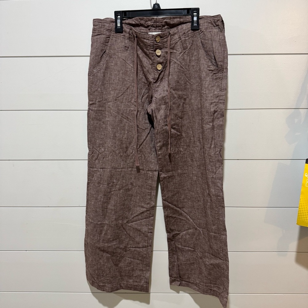Derek Heart Chocolate Brown Linen Pants Size Medium Low Rise